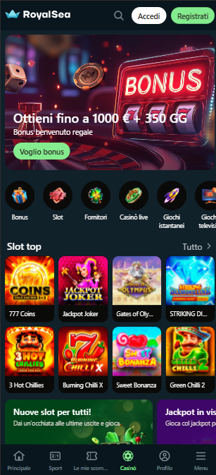 Homepage royalsea mobile