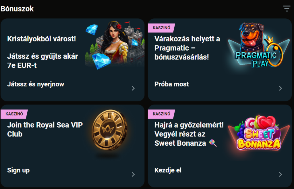 royalsea bonuses in magyar