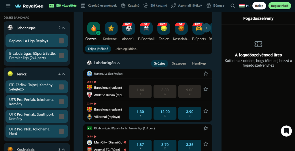 Royalsea sport betting in magyar